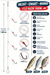 Mezgit, İzmarit ve Mırmır Avı İçin 4'lü Hazır Olta Takımı (1.80 m / 8 No İğne / 0.25 - 0.15 mm Misina)