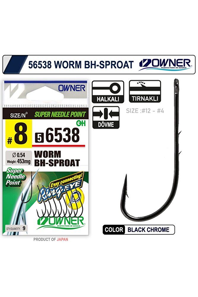 Owner 56538 Worm Bh-Sproat Black Chrome İğne