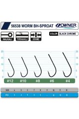 56538 Worm Bh-Sproat Black Chrome İğne 10