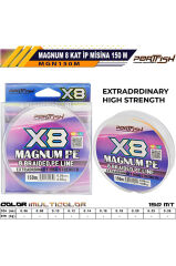 Portfish Magnum 8 Kat İp Misina 150 mt Multi Color 0.08 mm
