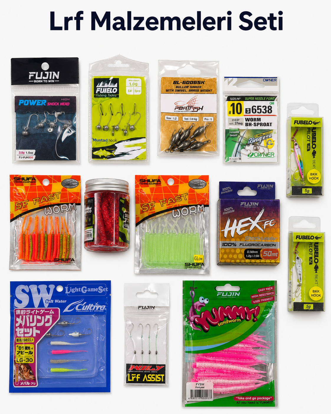 LRF Malzemeleri Seti – Shufa, Fujin, Fubelo, Owner ve Cultiva Jig, Silikon ve Jighead Takımı
