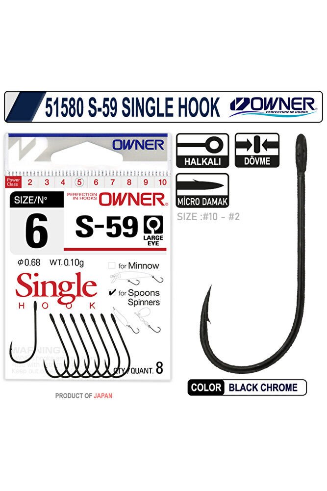 Owner 51580 S-59 Single Hook İğne No: 2