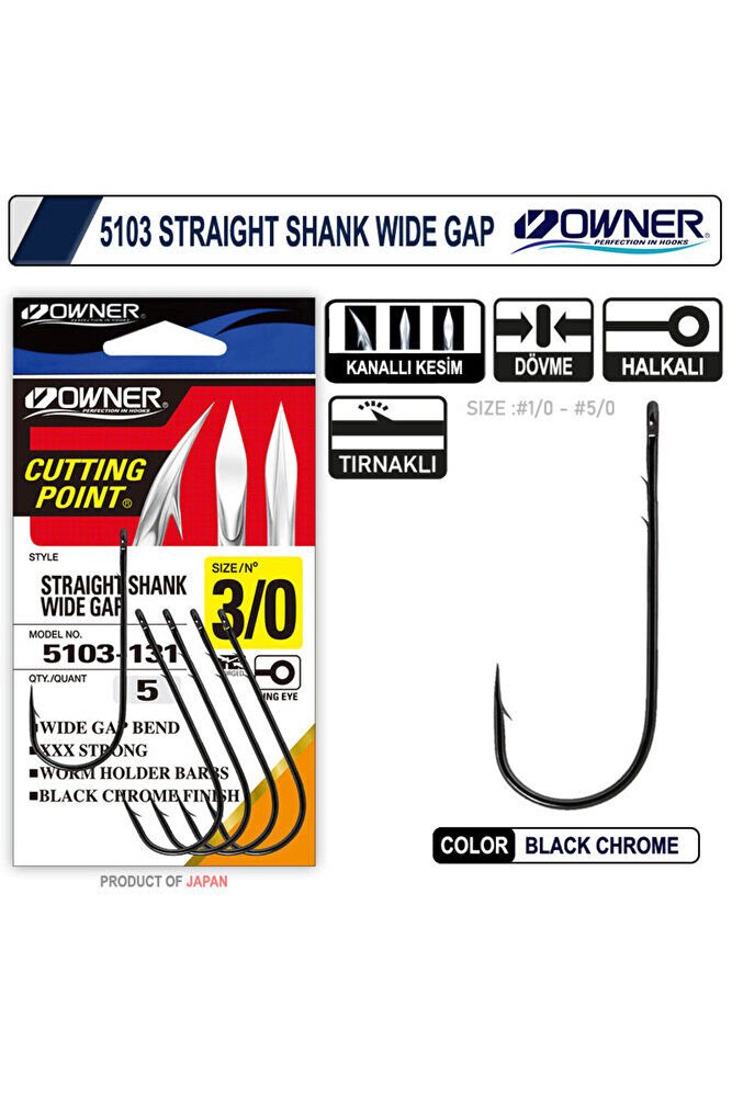 Owner 5103 Straight Shank Wide Uzun Pala Lüfer İğnesi 4/0