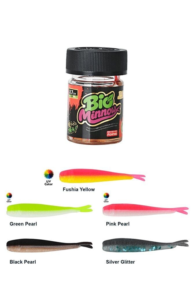 Bio Minnow 3.7cm Floating Sıvılı Kokulu LRF Silikonu UV Fushia Yellow