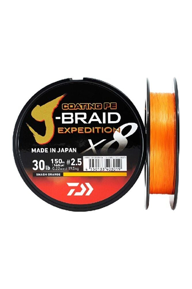 Daiwa Jbraid Expedition 8 Braid 150 Mt Smash Orange 0.16mm İp Misina