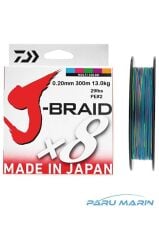 Daiwa J-braid X8 Multi Color 300 Mt. 0.20mm 13kg. Ip Misina