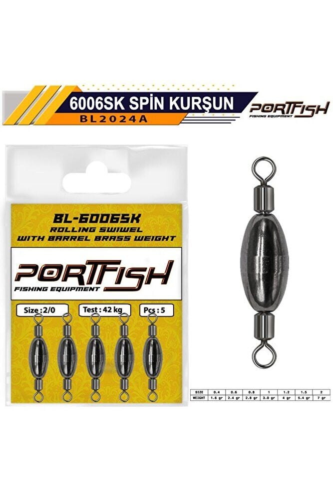 Portfish BL-6006SK Spin Kurşun Fırdöndü 0.8 ( 2.8 gr ) - Tek Ebat