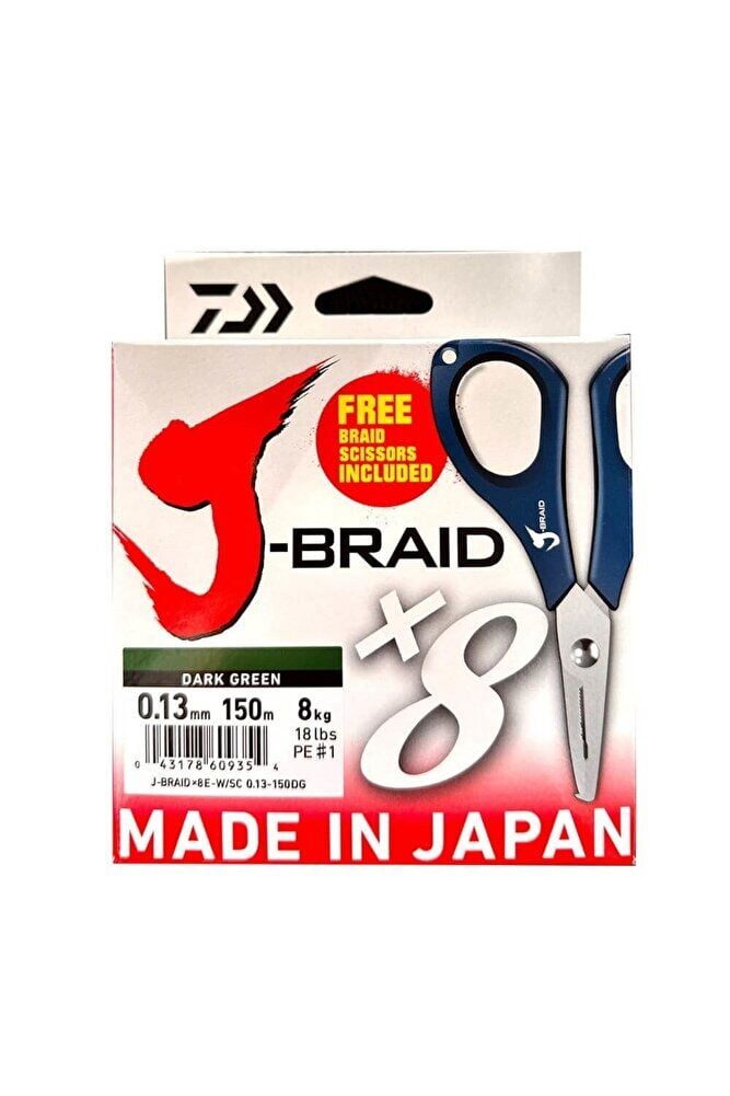 JBraid 8B Koyu Yeşil 150m İp Misina (Makas Hediyeli)