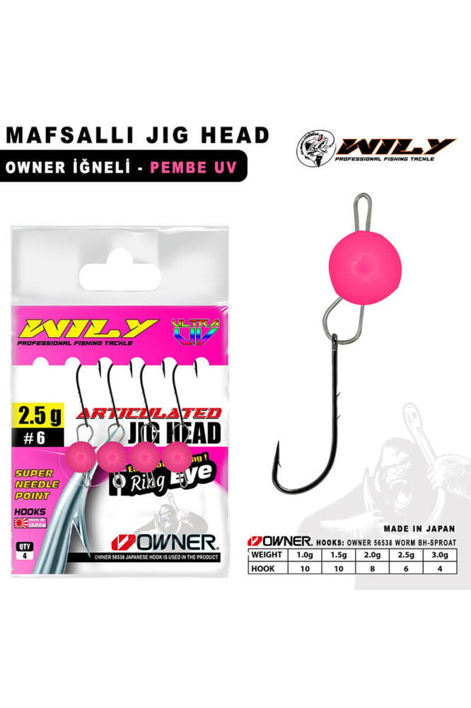 Wily Jig Head Mafsallı Owner İğneli - Pembe