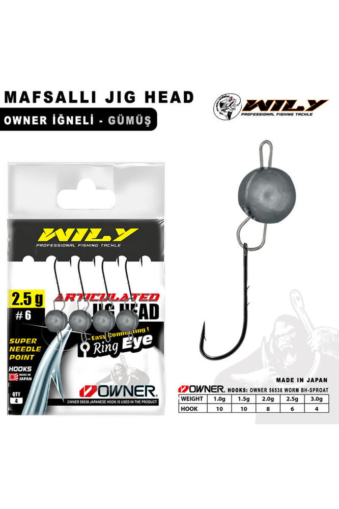Wily Jig Head Mafsallı Owner İğneli - Gümüş Rengi