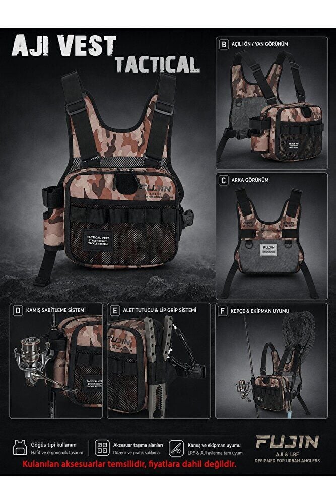 Tactical Vest Balıkçı Çantası Kahverengi