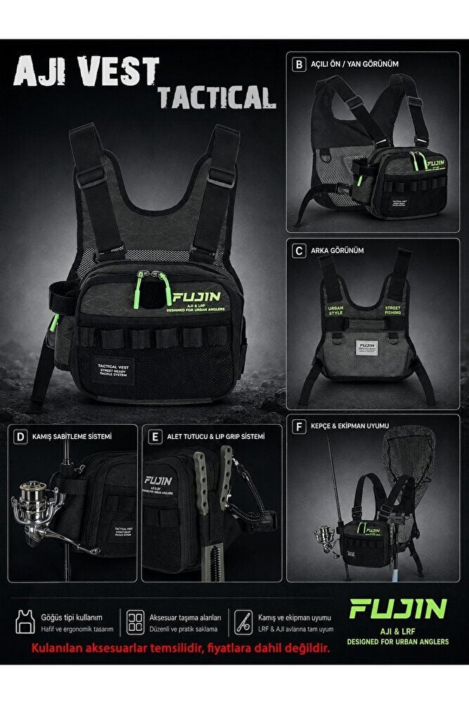 Tactical Vest Balıkçı Çantası Siyah-Yeşil