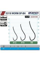 Owner 53118 Worm Sp-bh Bloody Red Model Balıkçı Olta Iğnesi