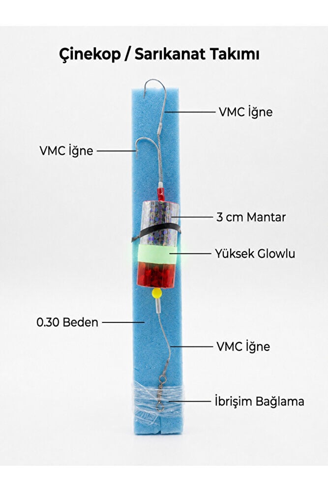 Çinekop / Sarıkanat Takımı – VMC İğneli, Glowlu Mantar Yemli Hazır Takım