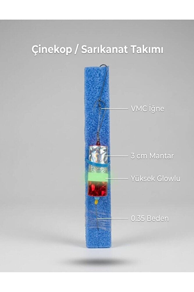 Çinekop / Sarıkanat Takımı – VMC İğneli, Glowlu 3 cm Mantar Yemli Hazır Takım